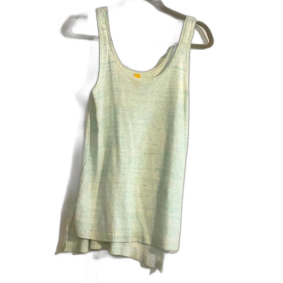 Lole Tops - Lole Linen Blend Ribbed Tank Top In Turquoise Cream Marled Tank